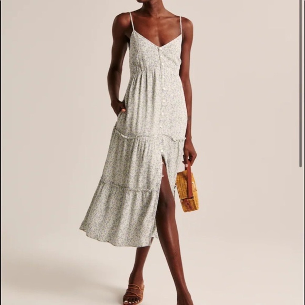 Abercrombie & Fitch Button-Through Tiered Midaxi Dress - size XS